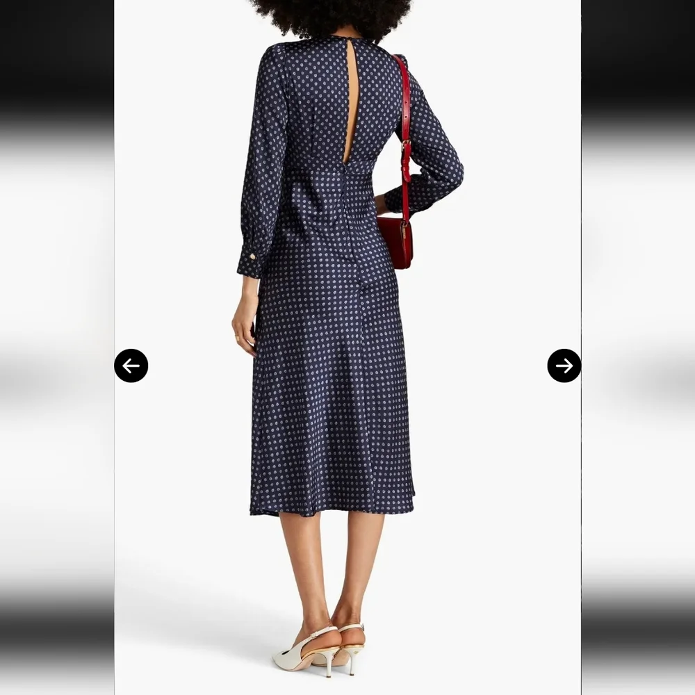 Sandro Midnight Blue Patterned Long Sleeve Dress - Picture 3 of 11